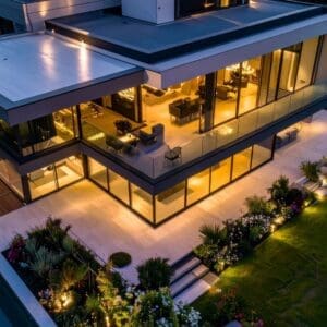 Vivienda moderna en La Moraleja con jardín y grandes ventanales